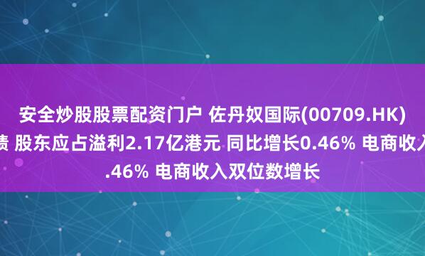 安全炒股股票配资门户 佐丹奴国际(00709.HK)发布年度业绩 股东应占溢利2.17亿港元 同比增长0.46% 电商收入双位数增长